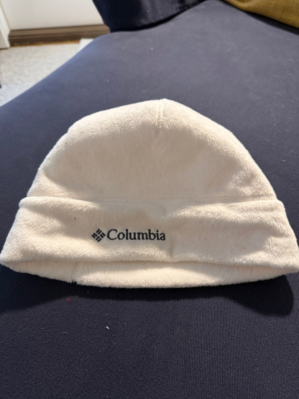 Columbia Cream Fleece Beanie with Embroidered Logo